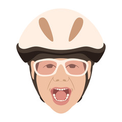 bicyclist child  in helmet vector illustration flat style  front 