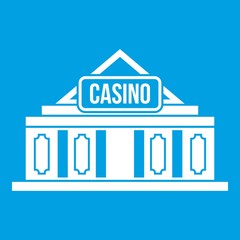 Naklejka premium Casino building icon white isolated on blue background vector illustration