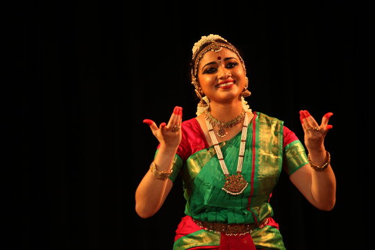 bharathanatyam is one of the classical dance forms of india,from the state of tamil nadu.the picture is from a stage performance