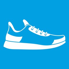 Sneaker icon white isolated on blue background vector illustration