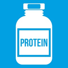 Nutritional supplement for athletes icon white isolated on blue background vector illustration