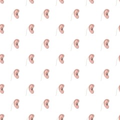 Hearing ear pattern seamless repeat in cartoon style vector illustration
