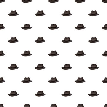 Black hat pattern seamless repeat in cartoon style vector illustration