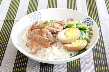 Stewed pork leg on rice