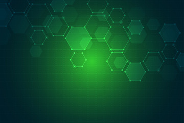 Fototapeta premium Abstract science and technology concept from hexagonal elements. Polygonal geometric design with hexagons pattern. Hi-tech digital background.