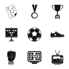 Football equipment icons set. Simple set of 9 football equipment vector icons for web isolated on white background