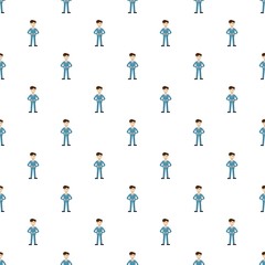 Fototapeta na wymiar Successful businessman wearing blue suit pattern seamless repeat in cartoon style vector illustration
