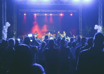 Crowd of people in a concert - obrazy, fototapety, plakaty