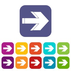 Arrow icons set vector illustration in flat style in colors red, blue, green, and other