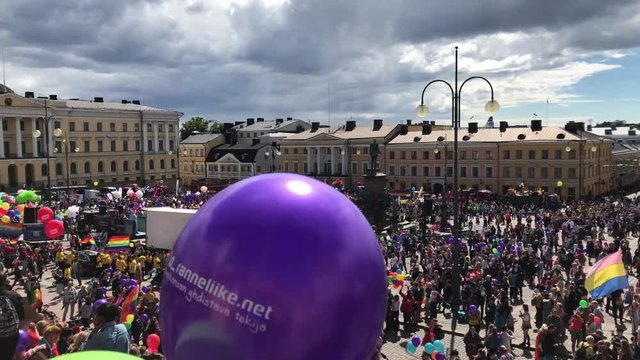 30th June 2018 helsinki Finland. Helsinki pride 2018. People together celebrating for human rights in pride event.