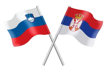 Flags. Slovenia and Serbia