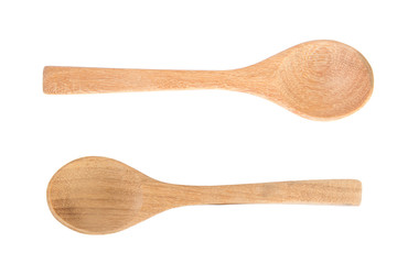 Spoon wood on white background.