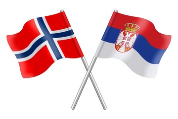 Flags. Norway and Serbia