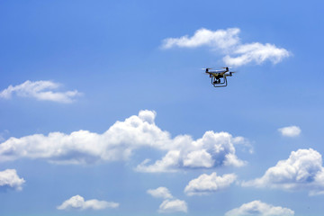 drone on a sunny day against the sky and clouds