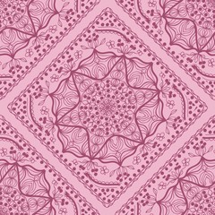 pattern with floral mandala, decorative seamless Vector illustration.