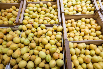 ripe apricots on the market