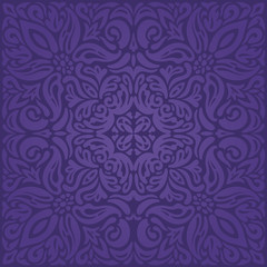 Violet purple Floral  vintage seamless pattern background fashion design holiday wallpaper mandala pattern