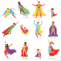 Superheroes in Bright Suits and Long CLoaks Set