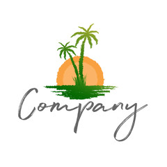 Natural Beach Logo Template Design Vector, Emblem, Design Concept, Creative Symbol, Icon