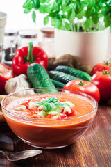 Spicy homemade gazpacho soup