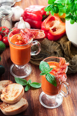 Spicy homemade gazpacho soup
