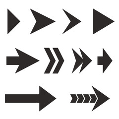 Arrows set. Black flat icons