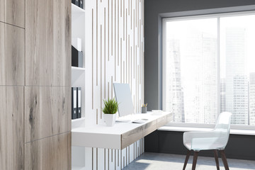White and wooden home office workplace