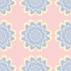 Floral pale pink seamless background. Floral pattern with light blue and yellow elements