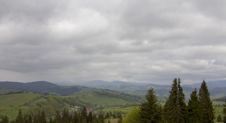 Cloudy weather in the mountains, Ukrainian Carpathians
