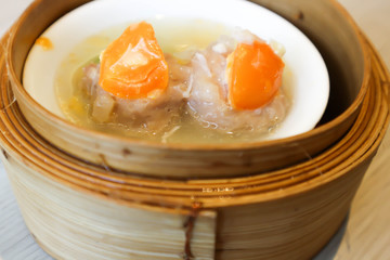 steamed pork or pork ball with yolk topping