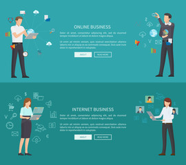 Internet Online Business Two Vector Illustrations