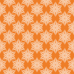 White floral seamless design on orange background