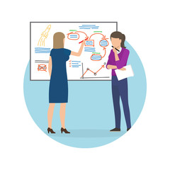 Women Whiteboard Strategy Up Vector Illustration