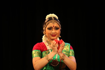 bharathanatyam is one of the classical dance forms of india,from the state of tamil nadu.the picture is from a stage performance