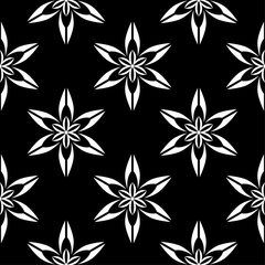 White floral seamless pattern on black background