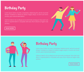 Birthday Party Web Online Posters Man and Woman