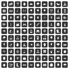 100 agriculture icons set in black color isolated vector illustration