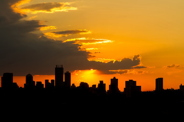 Silhouette City Sunset in Johannesburg South Africa