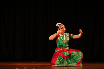 bharathanatyam is one of the classical dance forms of india,from the state of tamil nadu.the picture is from a stage performance