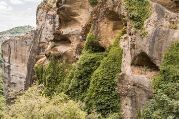 Kalambaka, Greece - June 10, 2018: A group of Orthodox monasteries Meteora, near the town of Kalambaka at the northwestern edge of the Plain of Thessaly.