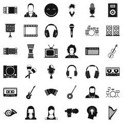 Music icons set. Simple style of 36 music vector icons for web isolated on white background