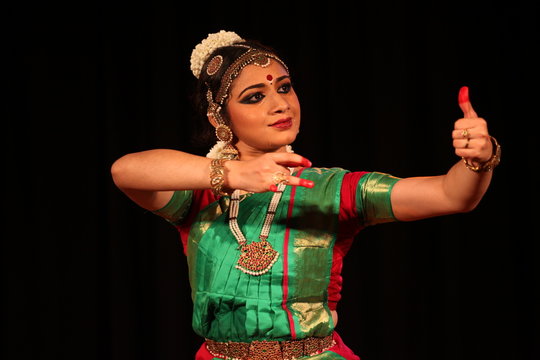 bharathanatyam is one of the classical dance forms of india,from the state of tamil nadu.the picture is from a stage performance
