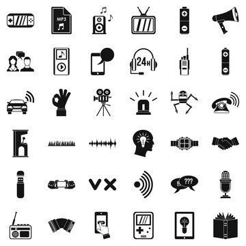 Audioplayer icons set. Simple style of 36 audioplayer vector icons for web isolated on white background