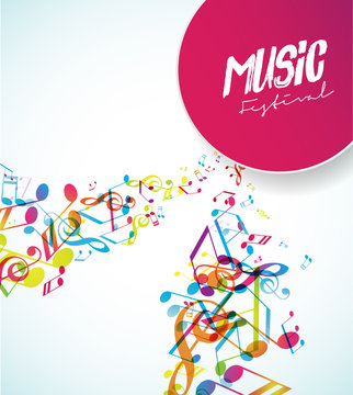 Abstract music festival advertising poster template with tunes.