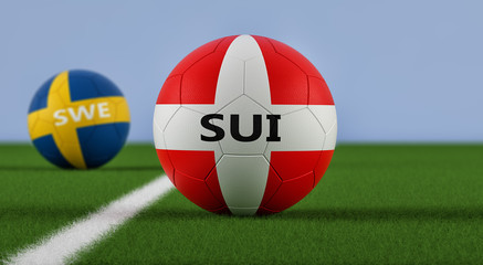 Switzerland vs. Sweden Soccer Match - 3D Rendering 