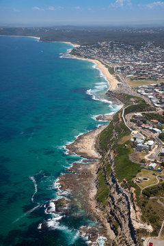 Bar Beach and Merewether Beach aerial view Newcastle Australia. Newcastle - Australia second oldest city has many beautiful beaches.