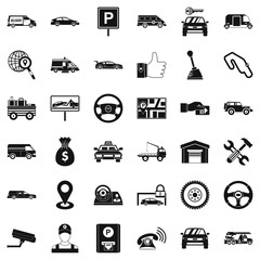 Venicle icons set. Simple style of 36 venicle vector icons for web isolated on white background