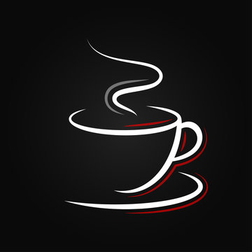 coffee cup logo on black background