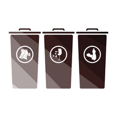 Garbage containers with separated trash icon