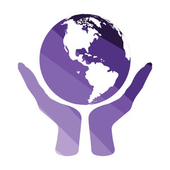 Hands holding planet icon